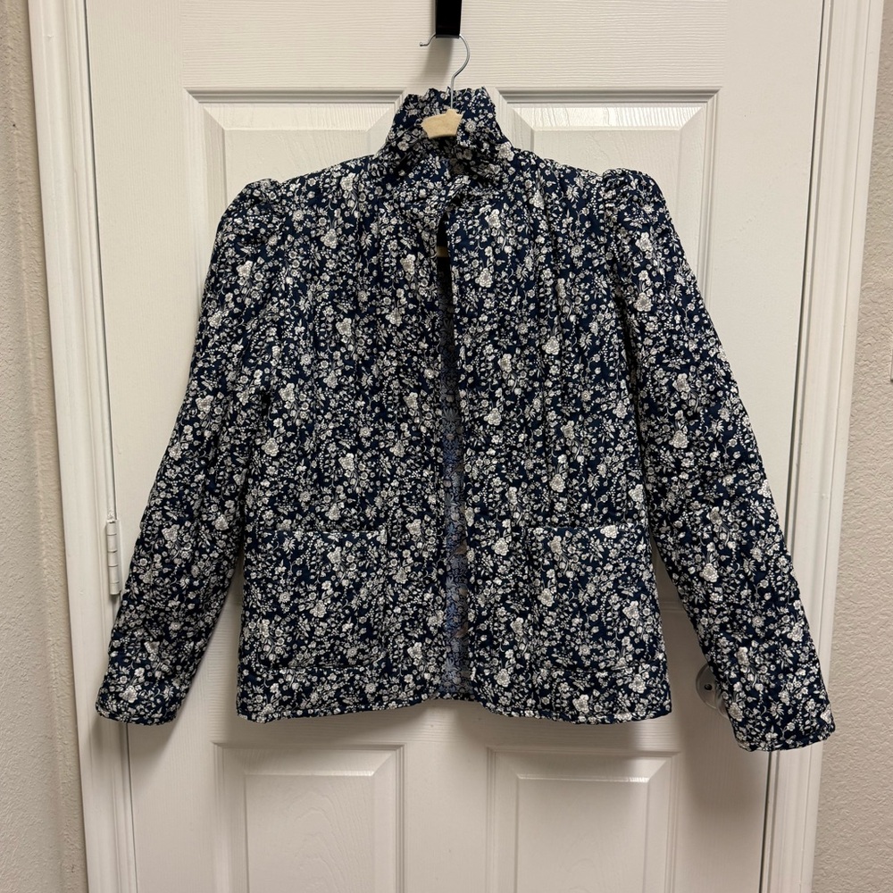 Nina Blanc Blue and White Floral Quilted Jacket